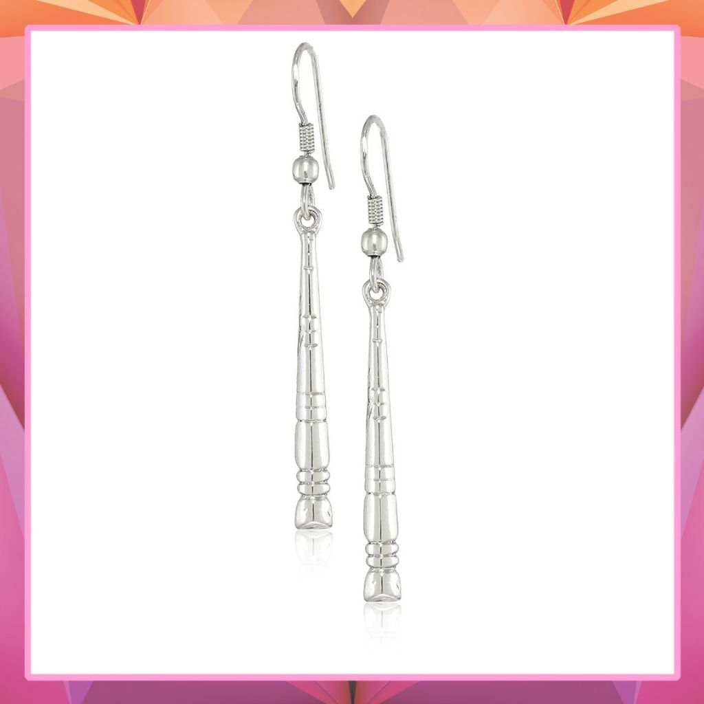 Estele Rhodium Plated Grilled pole Dangle Earrings for women