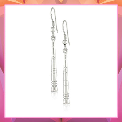 Estele Rhodium Plated Grilled pole Dangle Earrings for women