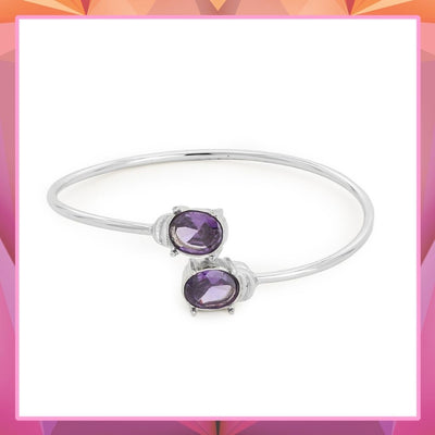 Estele  Silver Colour With Purple Stone Bracelets for women