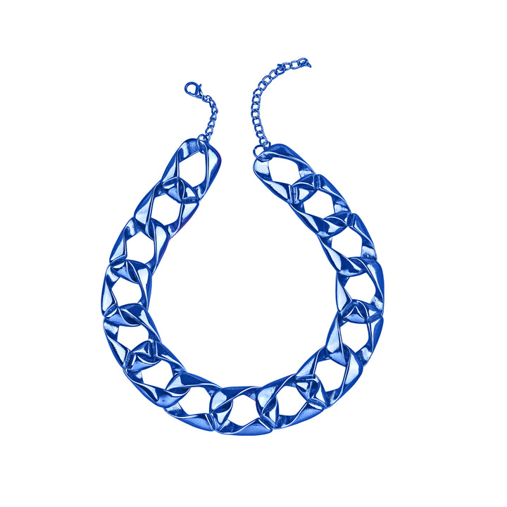 Estele Metallic Dark Blue Plated Stylish Cuban Necklace for Women