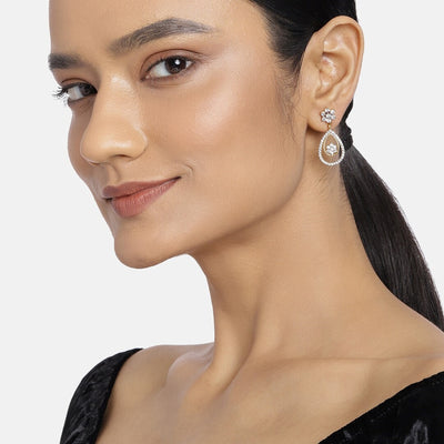 Estele Gold Plated Dazzling diamond nakshatra Dangle Earrings for women