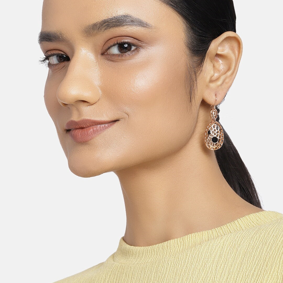 Estele black ang gold party wear earrings for women