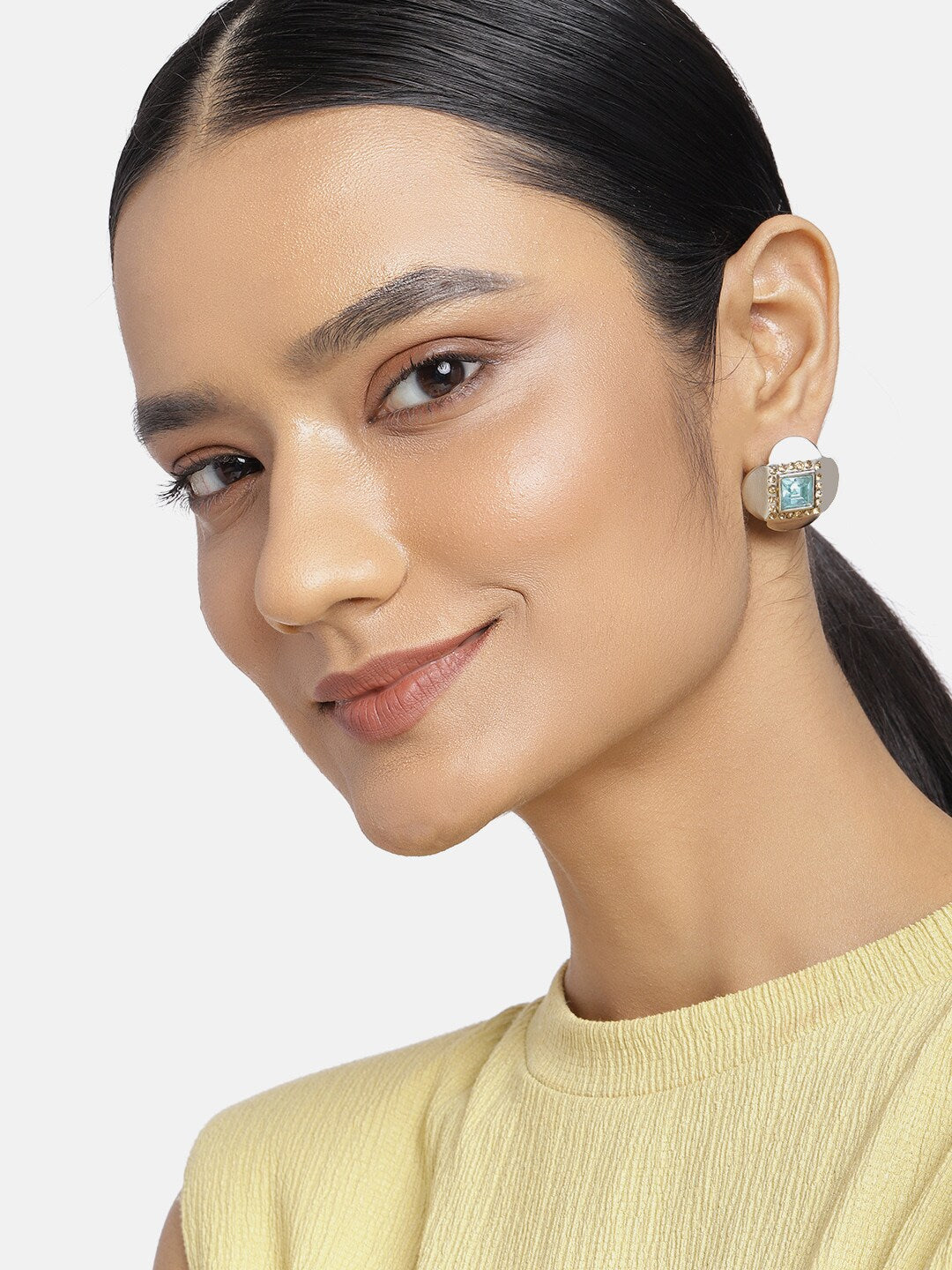Estele silver colour petal trending earrings for women