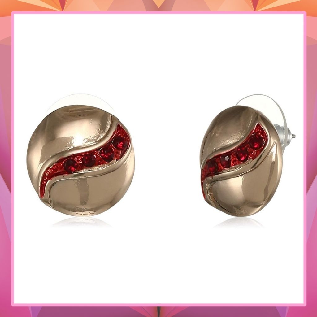 Estele  Gold colour and red colour round latest studs for women