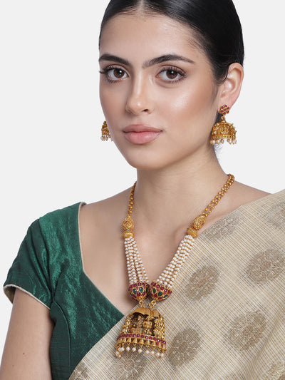 Estele Gold Plated Divine Lakshmi Ji Nakshi Temple Necklace Set