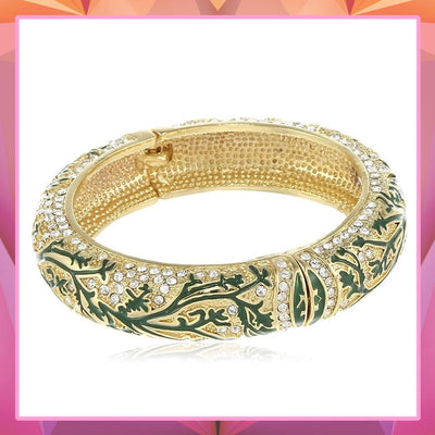 Estele Gold Plated Fascinating Meenakari Bracelet with Enamel & Crystals for Women/Girls