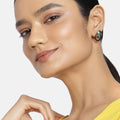 Estele Gold plated and blue & green round latest studs for women