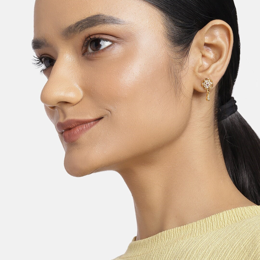 Estele  Gold plated American Diamond Stud Earrings. for women