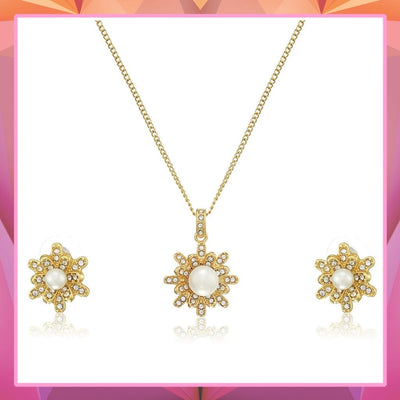 Estele Gold Plated Trendy and Sparkling Pendant Set for Women