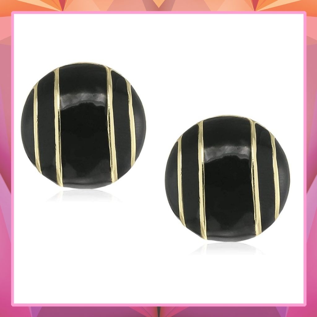 Estele Gold plated and black fashionable round studs for women