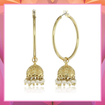 Estele  Gold Plated Bold Hoop Jhumka For Girl's