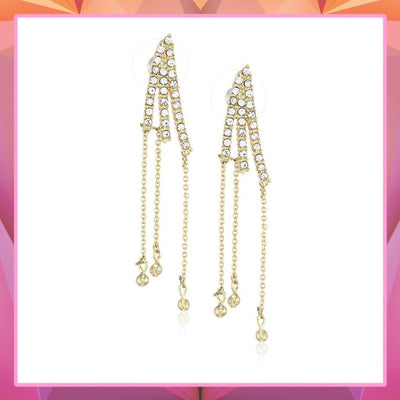 Estele  Gold Plated Crystal Palm Chain Dangle Earrings for women