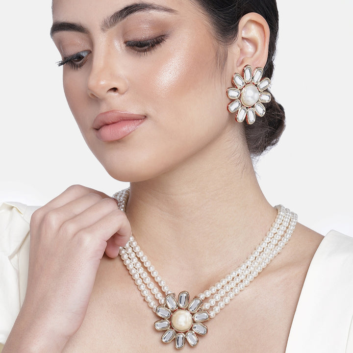 Polki Collection Neutral Designer Pearl Jewelry Necklace