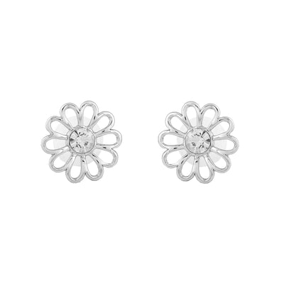 Estele Rhodium Plated Flower Designer Necklace Set with Crystals for Women