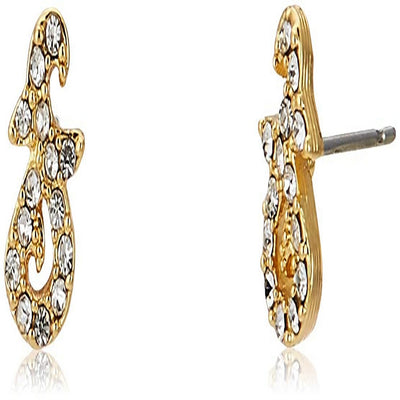 Estele Gold Plated Solitaire split three line Stud Earrings for women