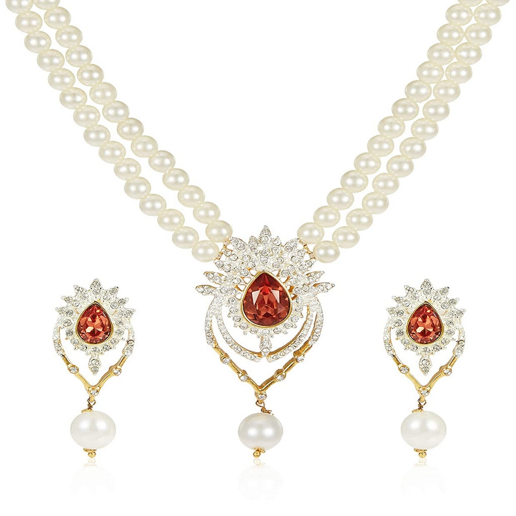 Estele Latest Pearl Design Necklace Set for Women Traditional Jewellery Set for Women