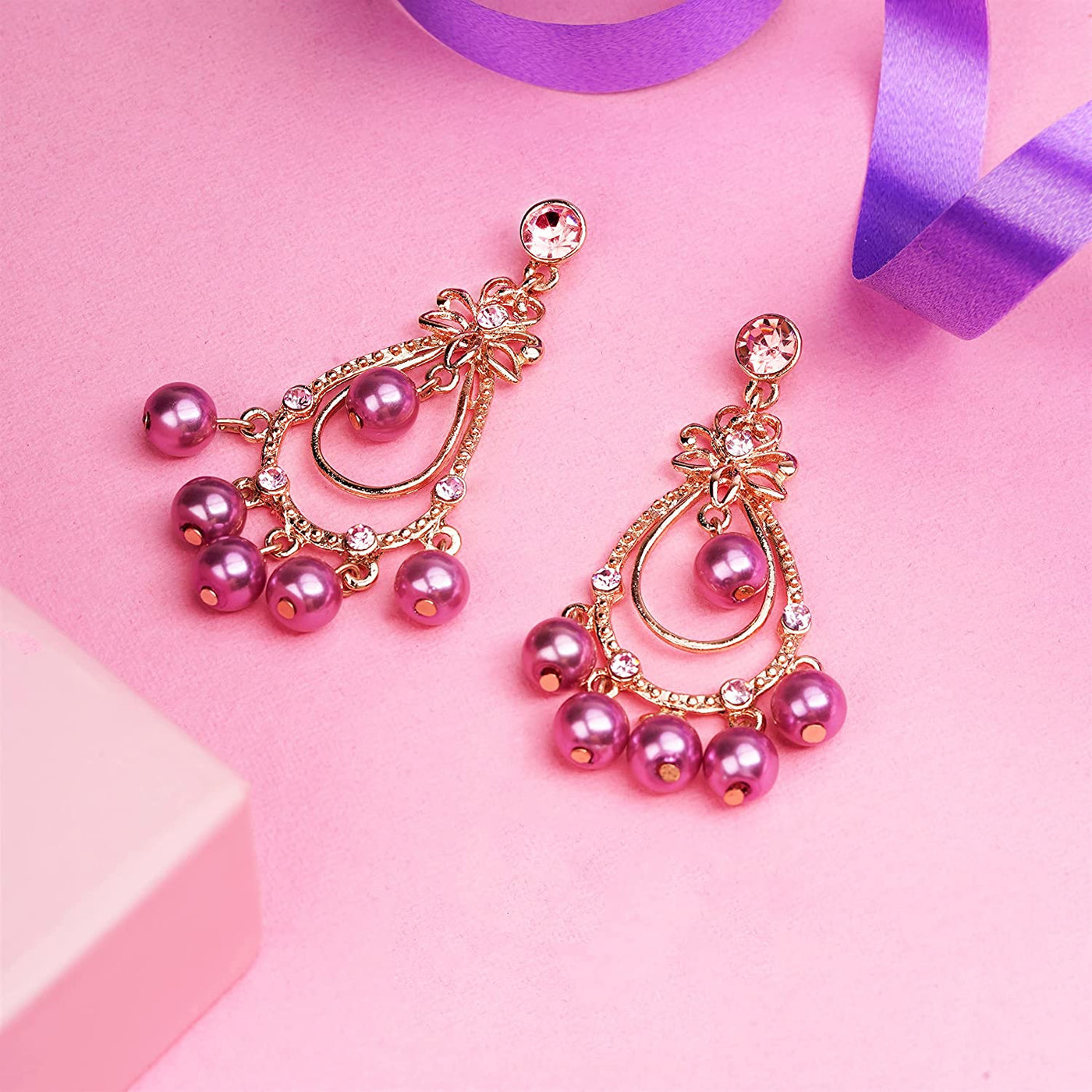 Estele Purple and gold plated fancy trending Earrings for women
