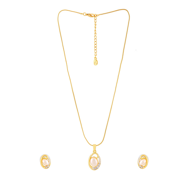 Estele Gold & Rhodium Plated Sparkling Necklace Set with Crystals for Women