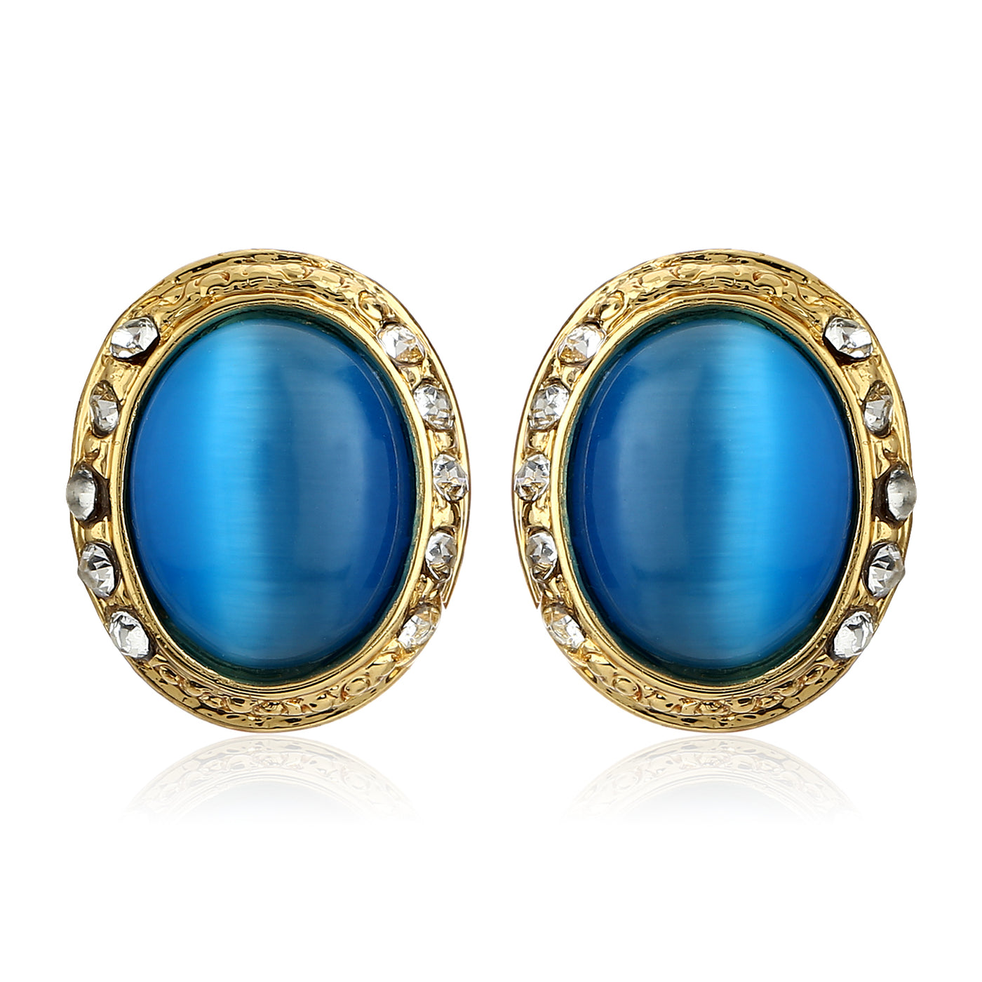 Blue Enamel Round Stud Earrings