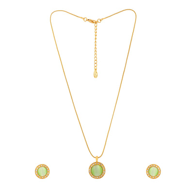 Estele Gold Plated Circular Designer Necklace Set with Crystals for Women