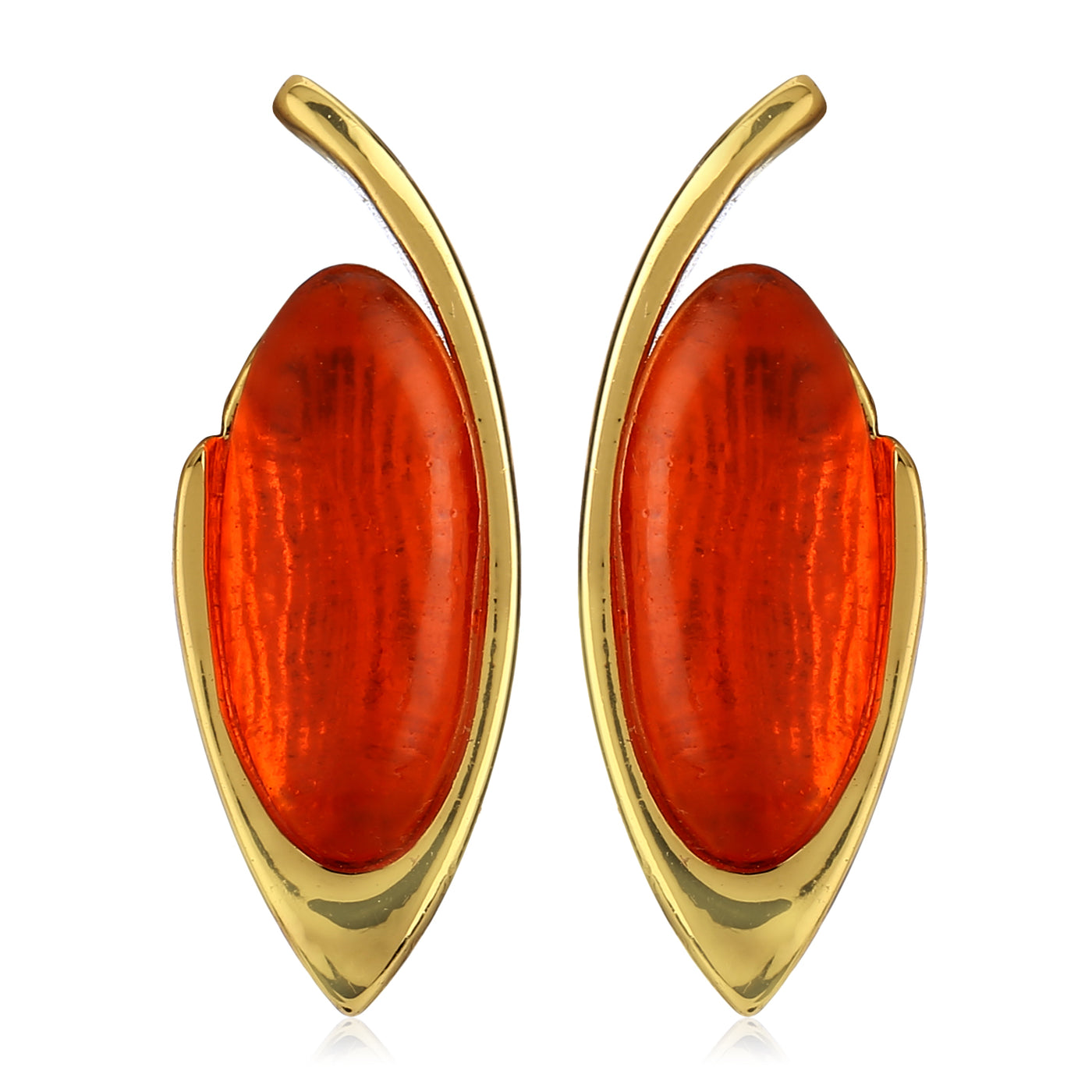 Gold Tone Plated Red Enamel Earrings
