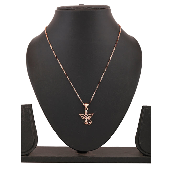 Estele Rose Gold Plated Devotional Durga Ma Pendant with Austrian Crystals for Women