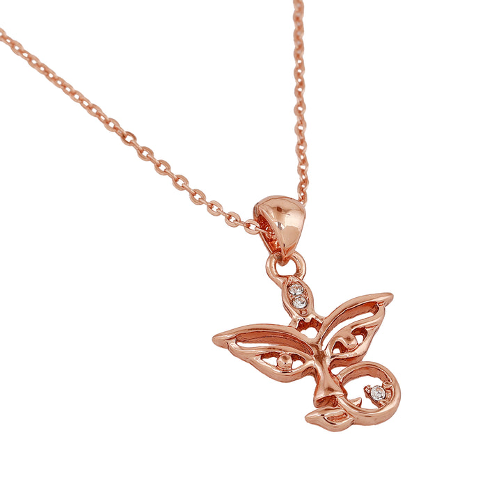 Estele Rose Gold Plated Devotional Durga Ma Pendant with Austrian Crystals for Women