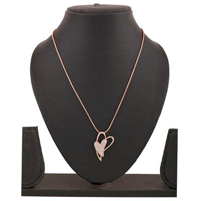 Estele Rose Gold Plated Dual Heart Pendant with Austrian Crystals for Women