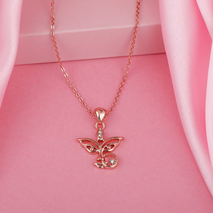 Estele Rose Gold Plated Devotional Durga Ma Pendant with Austrian Crystals for Women