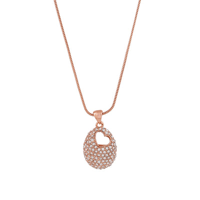 Estele Rose Gold Plated Heart shaped Pendant with Austrian Crystals for Women