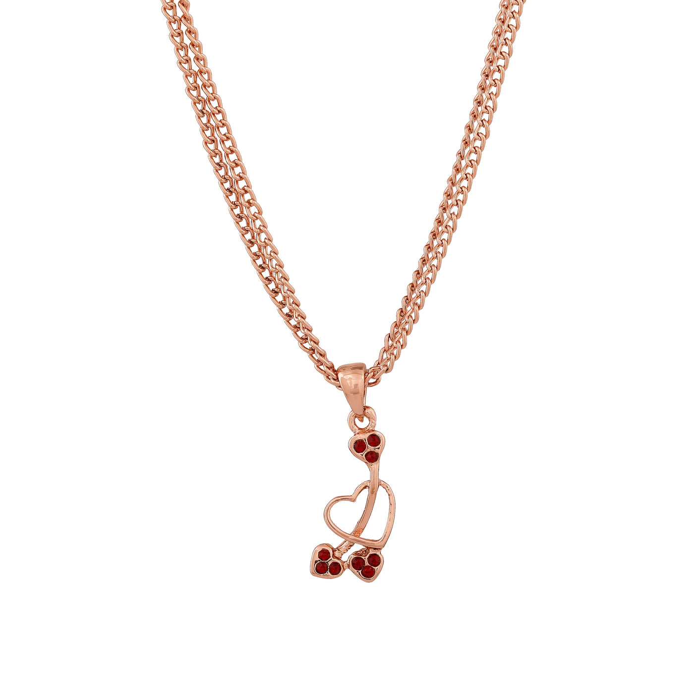 Estele Rose Gold Plated Heart shaped Pendant with Austrian Crystals for Women