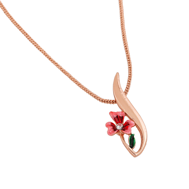 Estele Rose Gold Plated Floral Shaped Pendant for Women