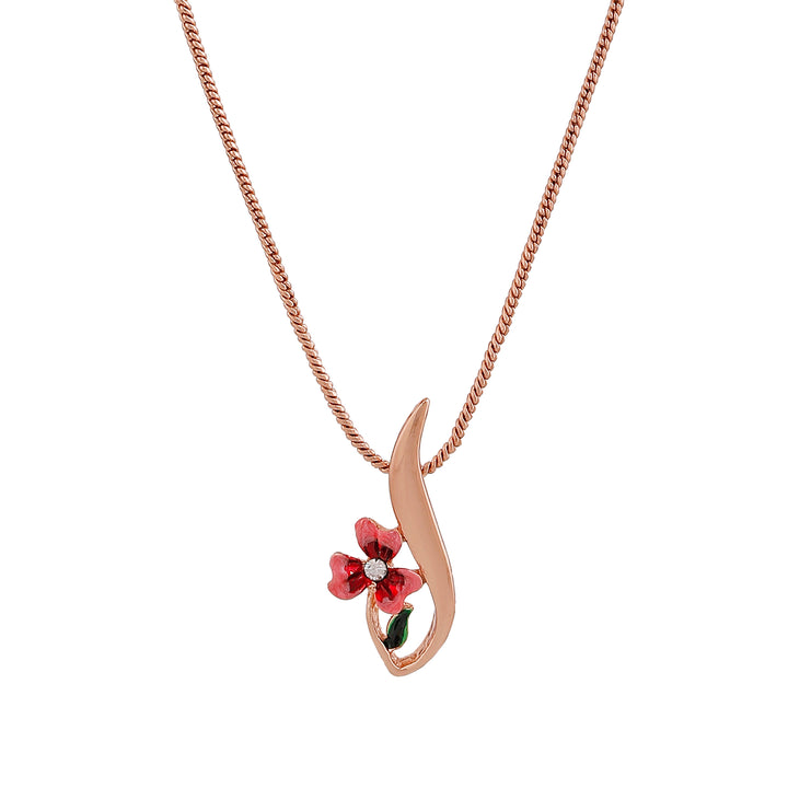 Estele Rose Gold Plated Floral Shaped Pendant for Women