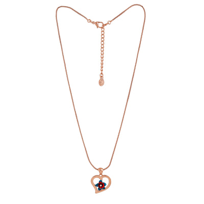 Estele Rose Gold Plated Heart shaped Pendant with Austrian Crystals & Enamel for Women