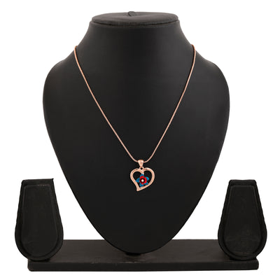 Estele Rose Gold Plated Heart shaped Pendant with Austrian Crystals & Enamel for Women