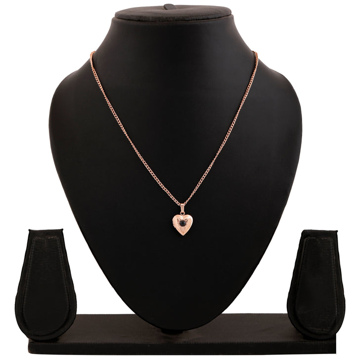 Estele Rose Gold Plated Openable Heart Shaped Pendant with Austrian Crystals for Women