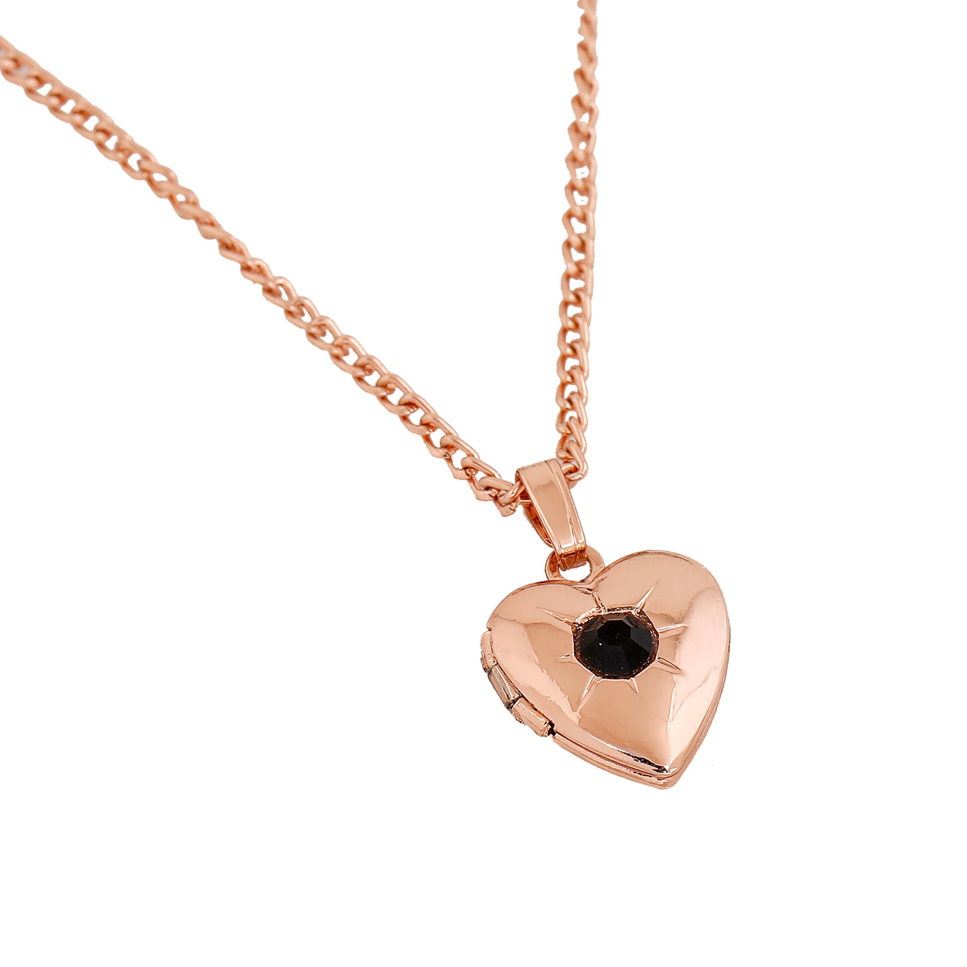 Estele Rose Gold Plated Openable Heart Shaped Pendant with Austrian Crystals for Women