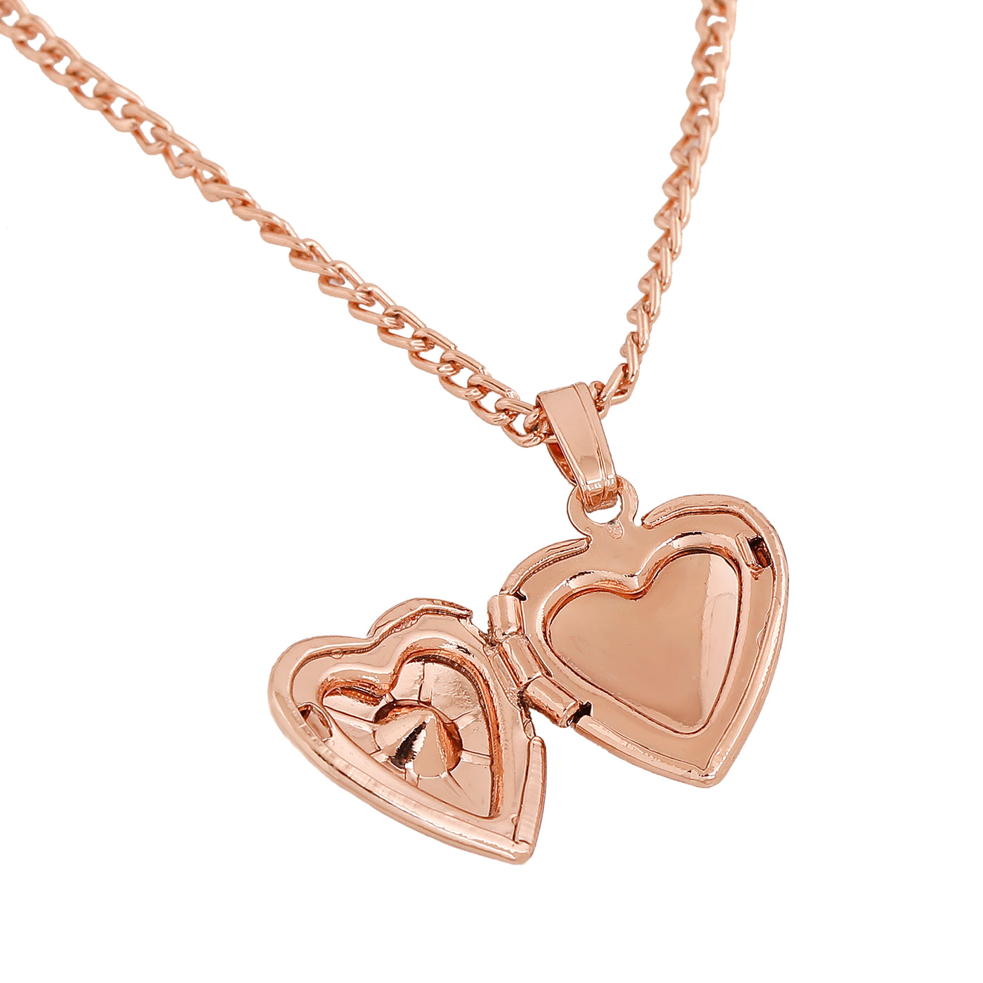Estele Rose Gold Plated Openable Heart Shaped Pendant with Austrian Crystals for Women