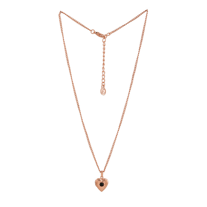 Estele Rose Gold Plated Openable Heart Shaped Pendant with Austrian Crystals for Women