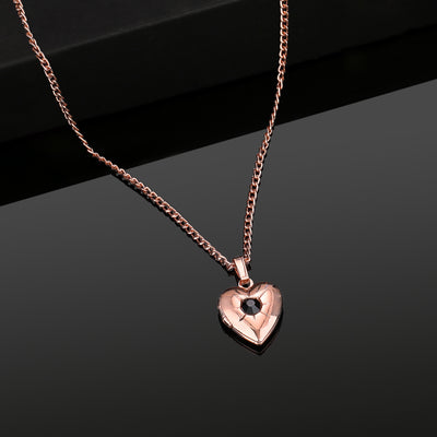 Estele Rose Gold Plated Openable Heart Shaped Pendant with Austrian Crystals for Women