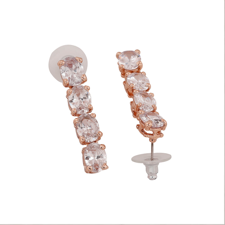 Estele Rose Gold Plated CZ Scintillating Necklace Set for Women