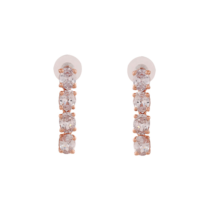 Estele Rose Gold Plated CZ Scintillating Necklace Set for Women