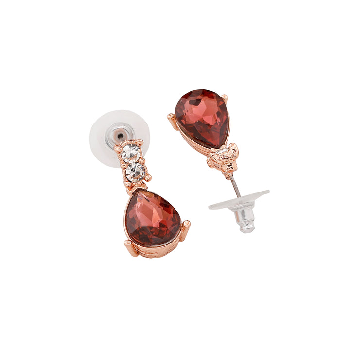Estele Rose Gold Plated Sparkling Necklace Set with Crystals for Women