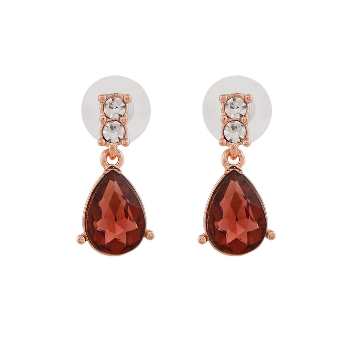 Estele Rose Gold Plated Sparkling Necklace Set with Crystals for Women