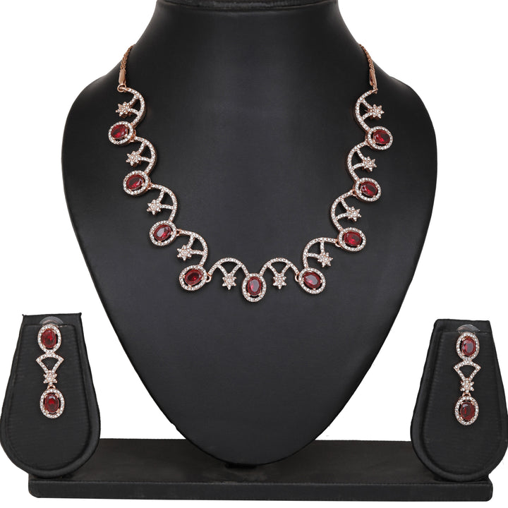 Estele Rose Gold Plated Gorgeous Necklace Set with Crystals for Women