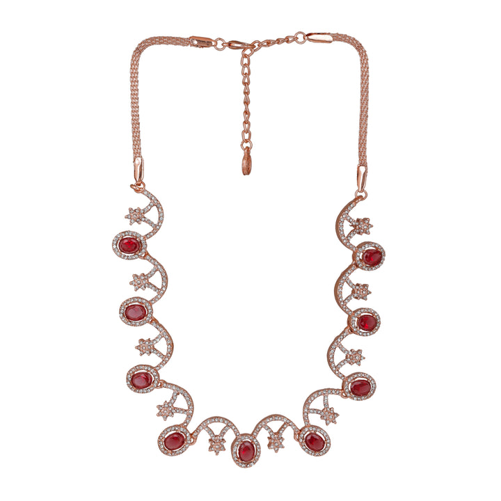 Estele Rose Gold Plated Gorgeous Necklace Set with Crystals for Women