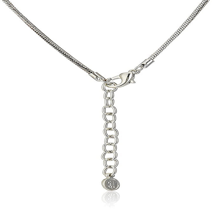 Estele Rhodium Plated Blue Tie Chain Necklaces