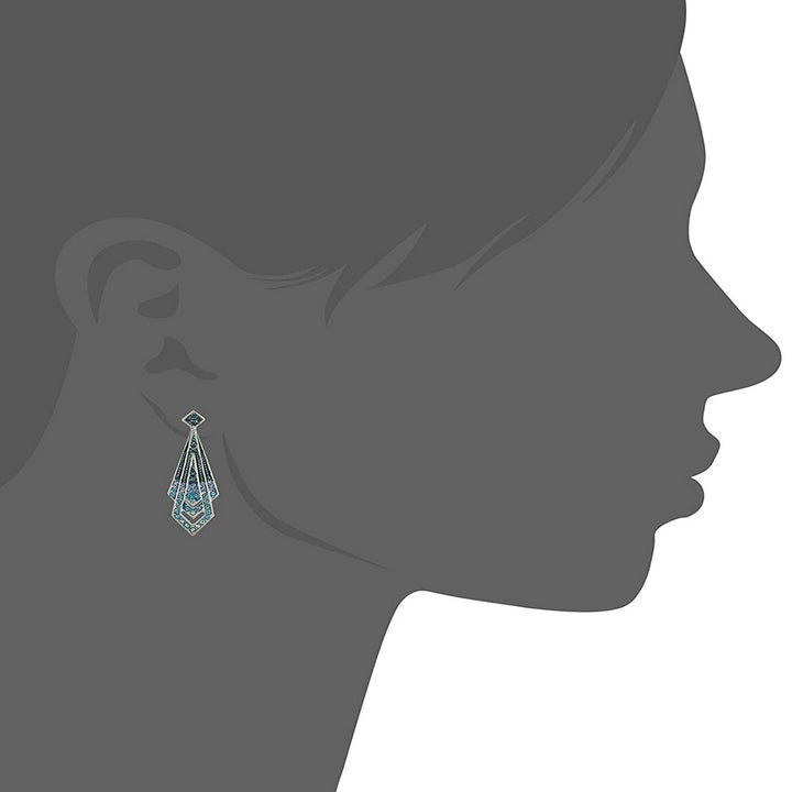 Estele Rhodium Plated Blue Tie Chain Necklaces