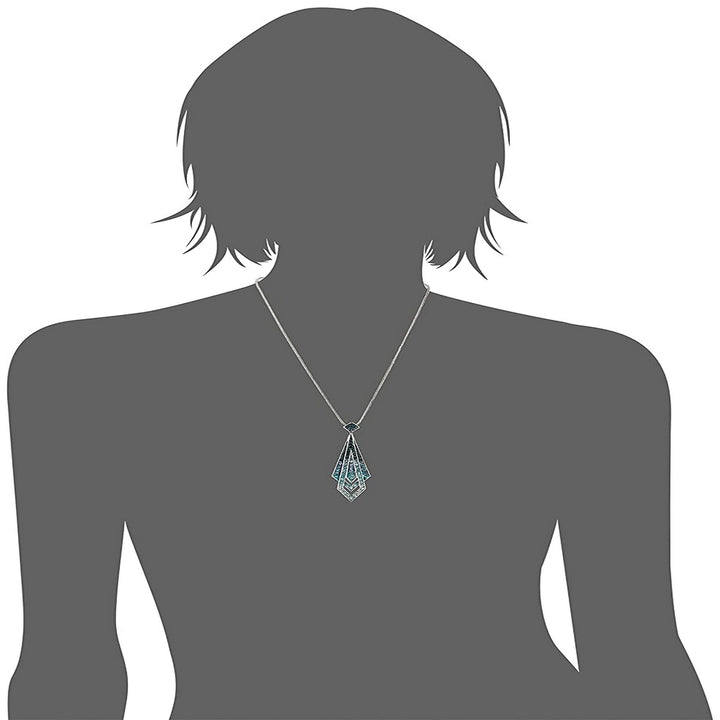 Estele Rhodium Plated Blue Tie Chain Necklaces
