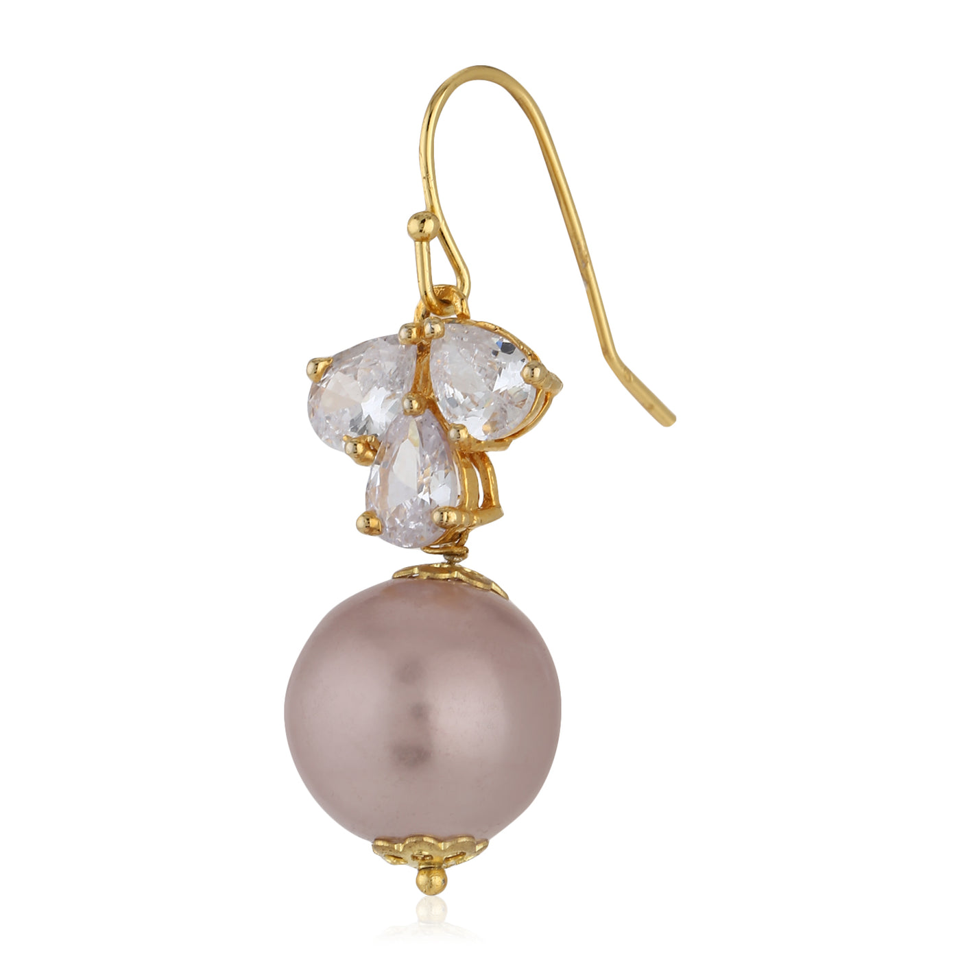 Rose Gold AD stone Pearl Drop